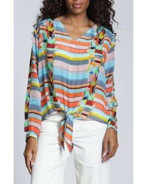 Apny Print Tie Front Top - Multicolor