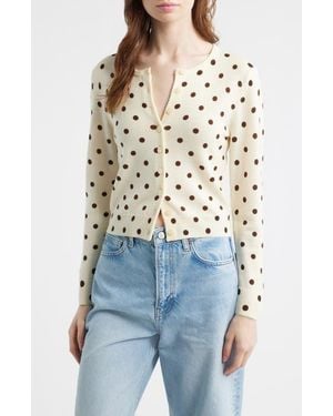 Reformation Bernadette Polka Dot Wool Cardigan - Natural