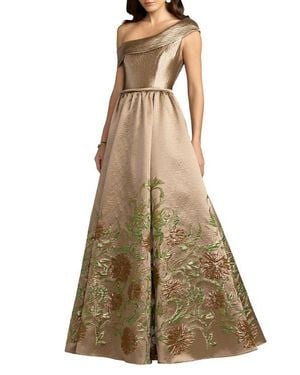 Mac Duggal Floral Off-The-Shoulder Brocade Ball Gown - Natural