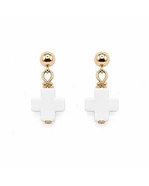 Bowood Lane Halo Cross Earrings - Metallic