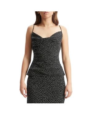 Bardot Monroe Polka Dot Cowl Neck Camisole - Black