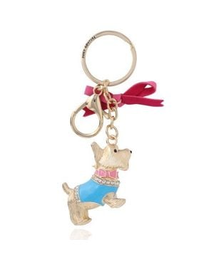 Juicy Couture Crystal Scottie Dog Keychain With Satin Bow, -Tone - Red