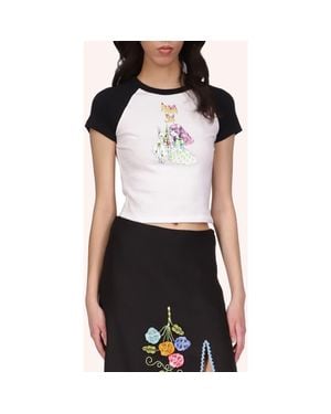 Anna Sui Micro Ribbed Raglan Baby Tee - Black