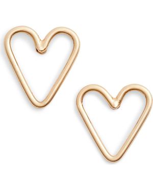 Zoe Chicco Open Heart Stud Earrings - Metallic