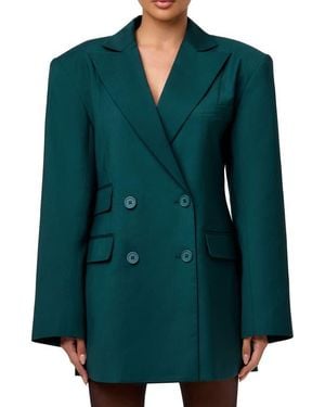 Naked Wardrobe Oversize Long Sleeve Blazer Dress - Green