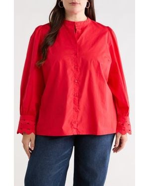 Sugarlips Ziana Cotton Poplin Button-Up Shirt - Red