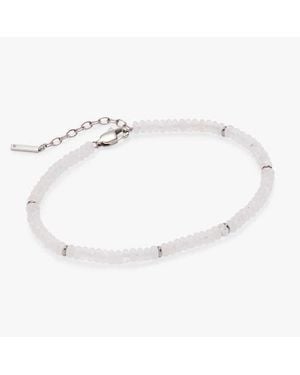 ALEX AND ANI Clear Quartz Semi-Precious Beaded Anklet - White