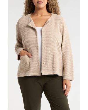 Eileen Fisher Round Neck Organic Cotton Jacket - Natural
