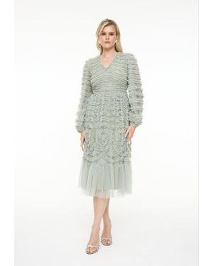 Beauut Tulle Mesh Midi Dress - Green