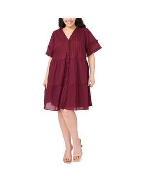 Cece Pintuck Tiered Cotton Dress