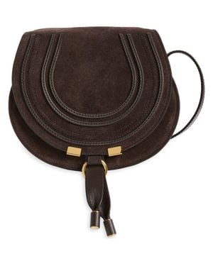 Chloé Small Marcie Suede Saddle Bag - Brown