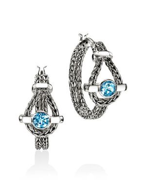 John Hardy Icon Sterling Swiss Topaz Hoop Earrings - Metallic