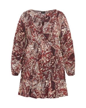 City Chic Mira Long Sleeve Tiered Dress - Multicolor