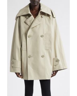 Balenciaga Double Breasted Cotton Twill Trench Coat - Natural
