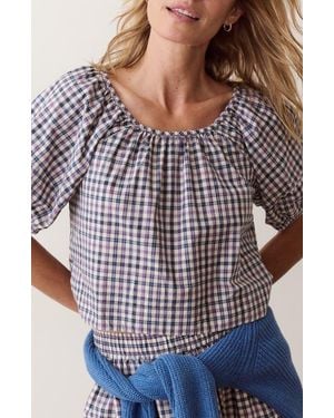 Marine Layer Gia Pima Cotton Poplin Top - Blue