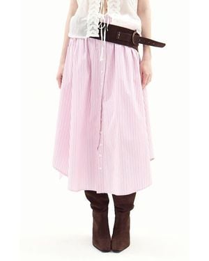 DELUC Chania Cotton Blend Midi Skirt - Pink