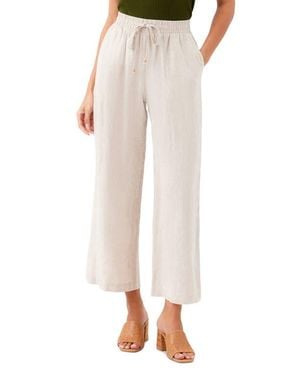 Karen Kane Wide Leg Drawstring Linen Pants - White