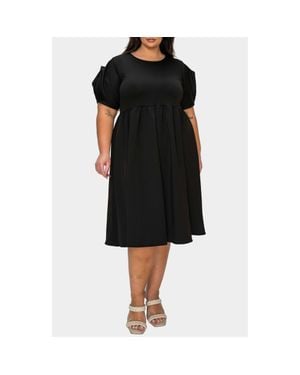 L I V D Rosie Florette Puff Sleeve Midi Dress - Black