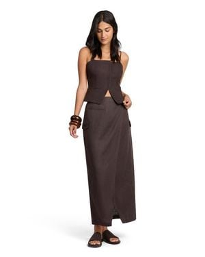 Onia Linen Utility Wrap Maxi Skirt - Brown