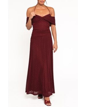 Petal & Pup Mayven Dot Halter Neck Gown - Red