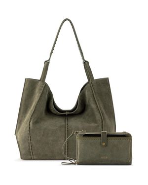 The Sak Los Feliz Large Tote Leather Bag & Iris Smartphone Bundle - Green