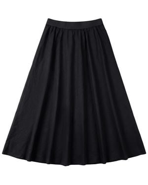 Red Myth Midi Elastic Waist Wide Sweep Gauze Skirt - Black