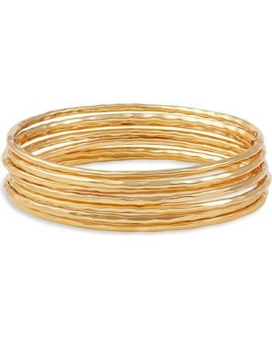 Nest Set Of 7 Hammered Bangles - Metallic