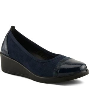 Flexus by Spring Step Macadi Cap Toe Platform Wedge Pump - Blue