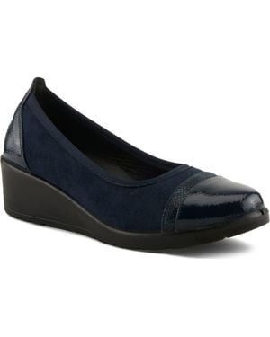 Flexus by Spring Step Macadi Cap Toe Platform Wedge Pump - Blue