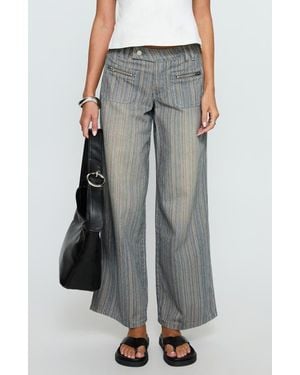 Princess Polly Lifetimes Mid Rise Wide Leg Jeans - Gray