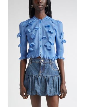 Coperni Butterfly Appliqué Shimmer Knit Cardigan - Blue