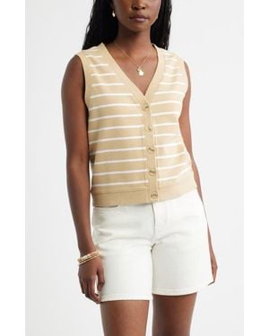 Caslon Buttoned Sweater Tank - White