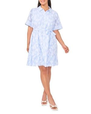 Cece Tie Waist Mini Shirtdress - Blue