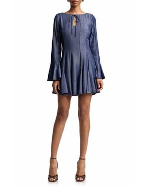 Avec Les Filles Godet Bell Sleeve Minidress - Blue