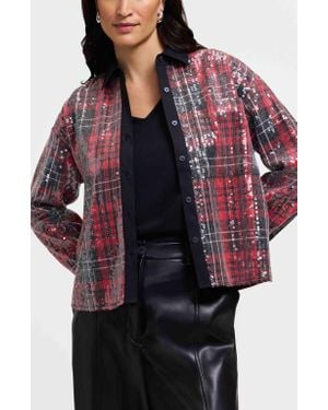 Foxcroft Marina Sequin Button-Up Shirt - Multicolor