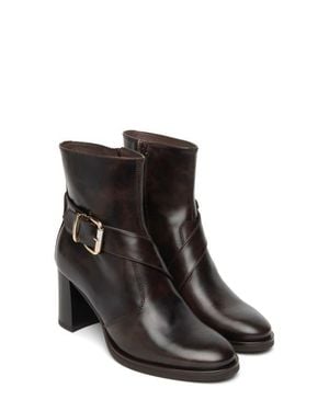 Nero Giardini Leather Ankle Strap Bootie - Black