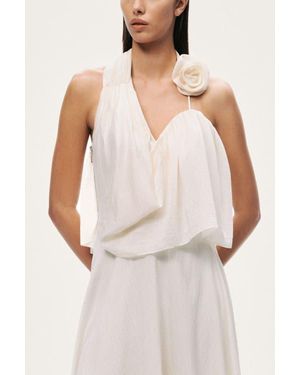 Nocturne Floral-Detail Halter Neck Bustier Top - White