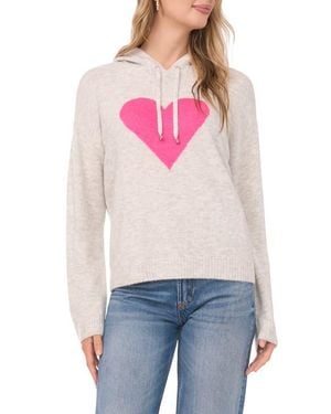 Vince Camuto Intarsia Heart Sweater Hoodie - Gray