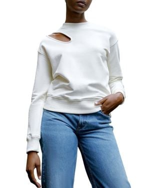 MARCELLA Bartlett Cutout Cotton Sweatshirt - Blue