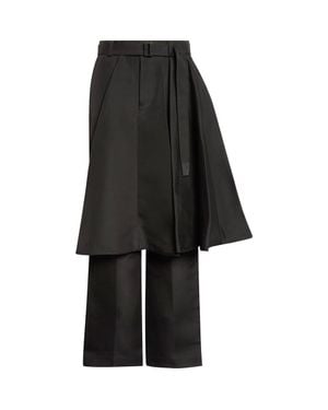 Sacai Belted Double-Faced Silk & Cotton Skirted Pants - Black