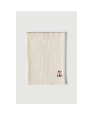 Brunello Cucinelli Cashmere Rib Knit Neck Warmer - White