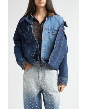 Monse Loop Hem Doubled Denim Jacket - Blue