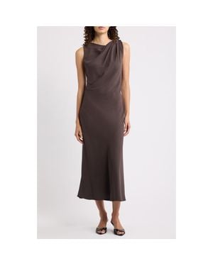 Theory Twist Shoulder Crepe Midi Dress - Multicolor