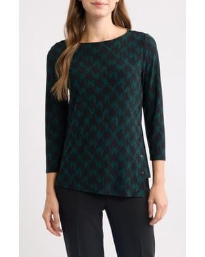 Anne Klein Print Asymmetric Top - Black