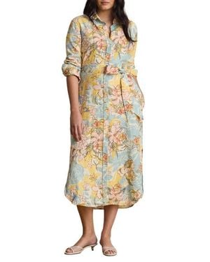 Ralph Lauren Floral Print Long Sleeve Linen Midi Shirtdress - Multicolor