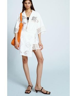 TOPSHOP Open Stitch Wrap Dress - White