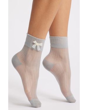 Casa Clara Mary Sheer Mesh Ankle Socks - Gray