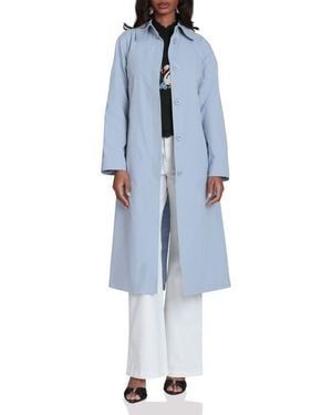 Avec Les Filles Minimalist Cotton & Nylon Trench Coat - Blue