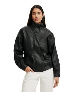 Cotton On Theo Faux Leather Bomber - Black