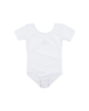 Leveret Girls Short Sleeve Leotard - White